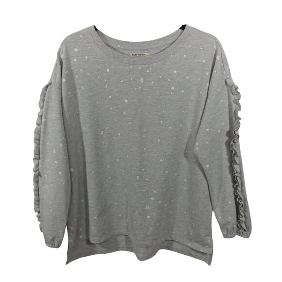 Ruff Hewn Womens Sweatshirt Size L Pullover Long Sleeve Top Ruffles Gray - Picture 1 of 7